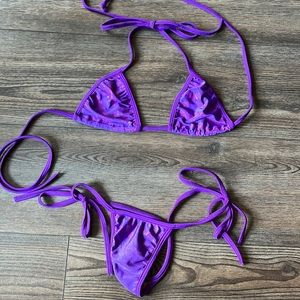 Sparkly zebra purple glitter metallic bikini stripper new outfit clubwear club